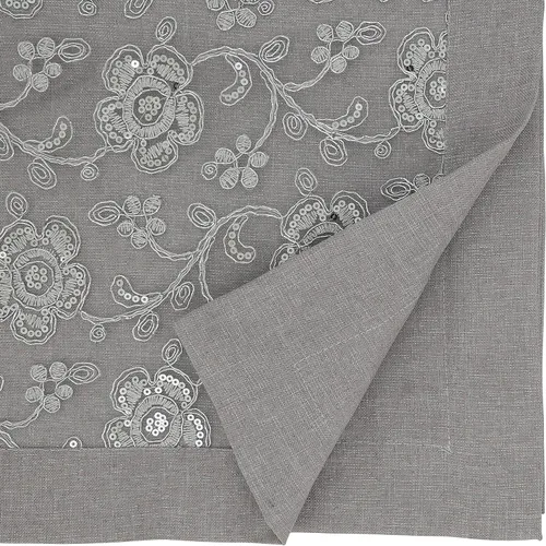 Miniatura 2 de SARO LIFESTYLE Camino de mesa bordado floral, plateado, 16"x120