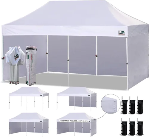 Miniatura 33 de Eurmax Tienda de campaña desplegable de 8 x 8 de Estados Unidos, con bolsa rodante patentada sin puntas, 4 paredes extraíbles con cremallera, toldo