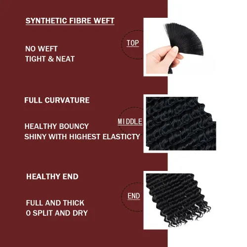 Miniatura 3 de Cabello bohemio para trenzar de 18 pulgadas, 2 paquetes de cabello ondulado profundo a granel para trenzas bohemias, sin trama, extensiones