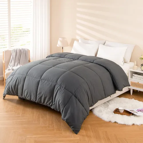 Edredón de plumón suave para todas las estaciones, edredón de cama alternativo, esquinas reversibles, edredón cálido y esponjoso para invierno y