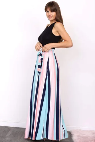 Miniatura 3 de Eloges - Vestido largo sin mangas con faja en contraste para mujer S-3X Plus