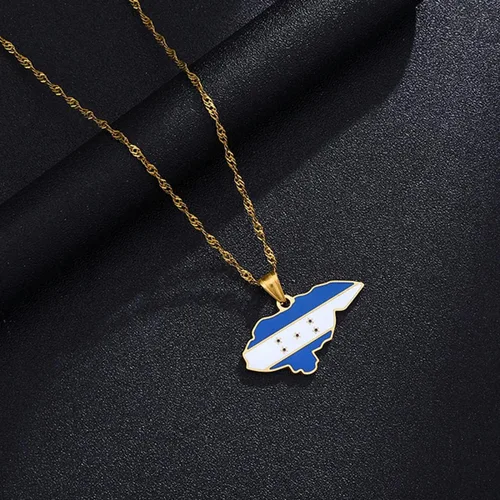 Miniatura 2 de Collar de cadena ajustable con colgante de mapa de Honduras para hombres, Acero inoxidable, No es una piedra preciosa