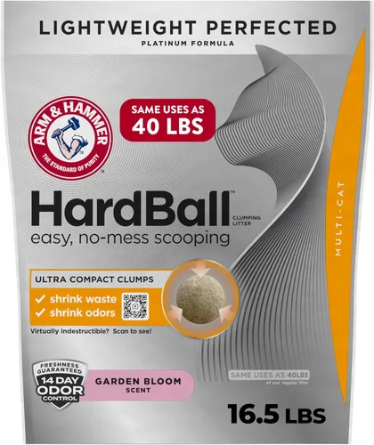 Miniatura 11 de ARM & HAMMER Hardball Arena Ligera de Platino Multi-Gato Aglomerante para Gatos Control de Olores, Fácil Recogida Sin Desorden, Aroma Flor