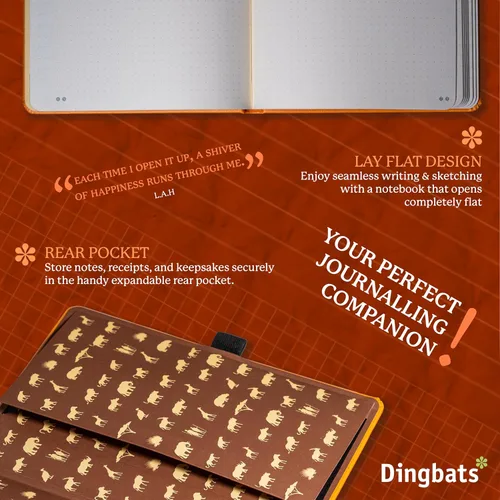 Miniatura 5 de Dingbats* Cuaderno de escritura con puntos de la Tierra A5 - Tapa dura de cuero vegano - Ideal para el trabajo, viajes - Incluye bolsillo, cierre