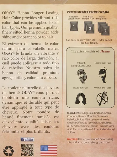 Miniatura 2 de OKAY Pure Naturals - Tinte para el cabello de henna negra natural con índigo, para hombres y mujeres, polvo para cubrir el color gris, tinte