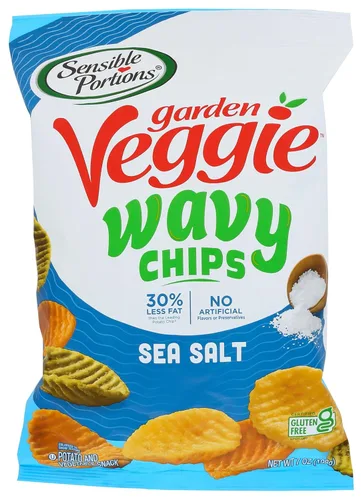Miniatura 8 de Sensible Portions Chips ondulados vegetarianos, sabor a sal marina, chips sin gluten, bolsa de 7 onzas, paquete de 6