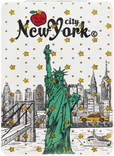 Niñas y mujeres moda elegante recuerdo de Nueva York espejo de viaje espejo de mano espejo cosmético maquillaje compacto espejo (JMR-270801J)