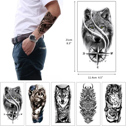Miniatura 4 de Glaryyears Tatuajes temporales de animales para hombres, mujeres y adultos, paquete de 15 tatuajes falsos grandes, tatuajes realistas de larga