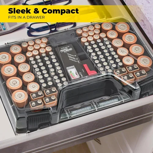 Miniatura 3 de Ontel Battery Daddy - Estuche de almacenamiento y organizador con probador, almacena y protege hasta 180 baterías, doble cara, diseño duradero