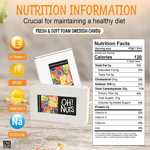 Miniatura 2 de Oh! Nuts Jelly Fruit Slices - Caramelos grandes surtidos de azúcar, bolsa a granel de 5 libras Confitería tradicional de gomitas masticables