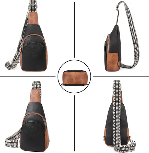 Miniatura 6 de CLUCI Bolso bandolera pequeño para mujer, bolsos cruzados de cuero vegano para mujer, riñoneras con correa de guitarra