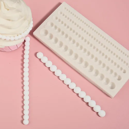 Miniatura 9 de 1 molde para fondant de cadena de perlas hemisféricas para decoración de bordes de pasteles, moldes de silicona de perlas de chocolate, adecuado
