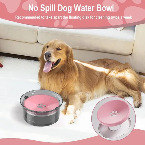 Miniatura 6 de Cuenco de agua para perros de 2 litros, alimentador lento de agua de gran capacidad, sin derrames, dispensador de agua para mascotas, dispensador