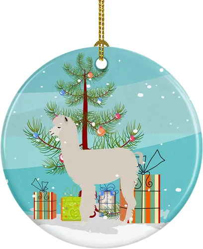 Miniatura 92 de Caroline's Treasures Adorno de cerámica de Navidad pintado o de codorniz chino, decoración colgante de árbol de Navidad verde azulado para el hogar