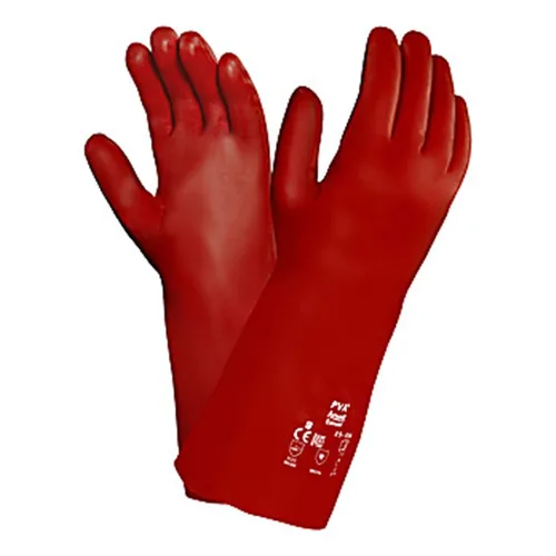Ansell 214308 PVA Guante industrial resistente a productos químicos, revestimiento de alcohol polivinílico, acabado liso, 14.0 in de longitud, rojo,