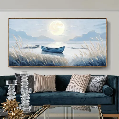 Miniatura 23 de Arte de pared para baño, decoración costera, barco náutico en la playa, lienzo con imagen de gaviota del océano, paisaje marino, arte de granja