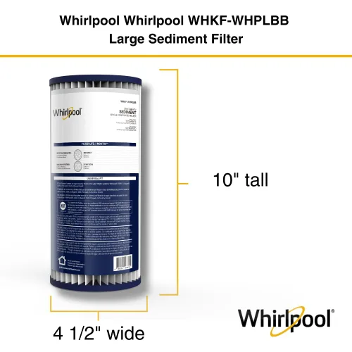 Miniatura 3 de Whirlpool WHKF-WHPLBB - Filtro de sedimento plisado de gran capacidad para toda la casa, mejorado de 20 micrones, reduce la arena, el suelo, el limo