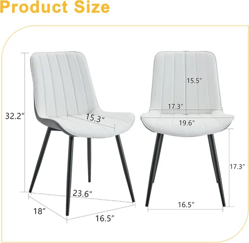 Miniatura 2 de Juego de 4 sillas de comedor de piel sintética, modernas sillas de comedor con respaldo de asiento acolchado + patas de metal, sillas tapizadas