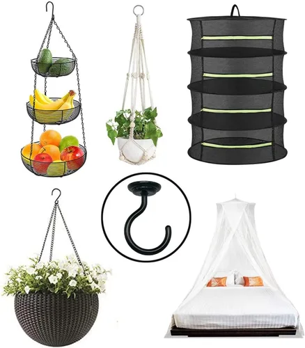 Miniatura 2 de 2 juegos de ganchos grandes para techo, ganchos resistentes con accesorios para colgar plantas, campanillas de viento, accesorios de luz, red