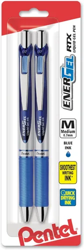 Miniatura 8 de Pentel EnerGel RTX - Bolígrafo de gel líquido retráctil (¹/₃₂ pulgadas), punta de metal, línea mediana, tinta azul marino, paquete de 2
