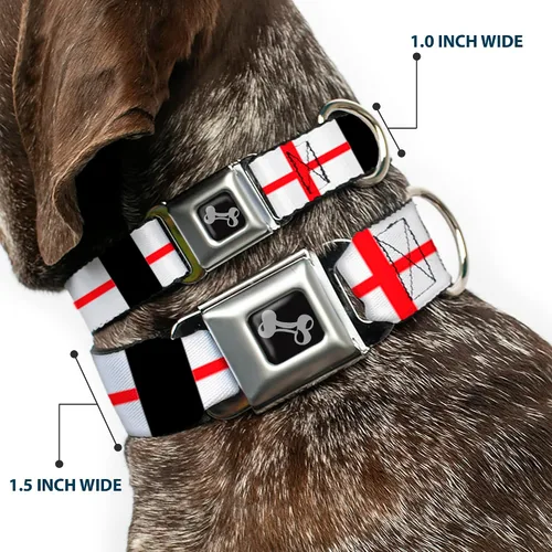 Miniatura 2 de Collar de perro hebilla de cinturón de seguridad banderas de Inglaterra 9 a 15 pulgadas 1.0 pulgadas de ancho