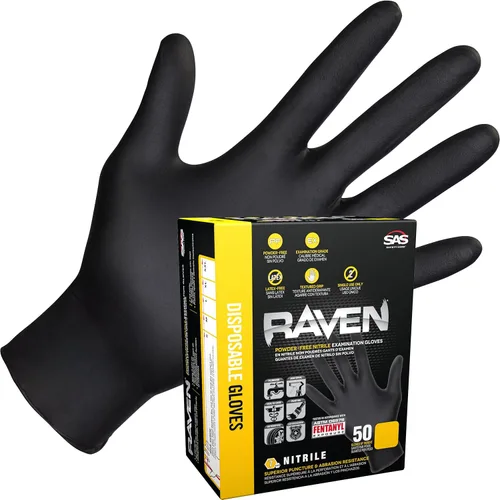 Miniatura 15 de SAS Raven - Guantes desechables de nitrilo sin polvo, 10 cajas/100 unidades de consumo, 1000 guantes en total, 7 mil - sm, sin látex, productos