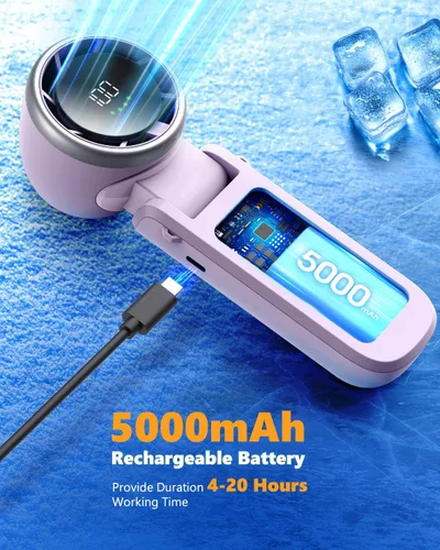 Miniatura 5 de Ventilador turbo de mano portátil, ventilador de mano personal recargable de viento de 100 engranajes, ventilador de mano de alta velocidad de 5000