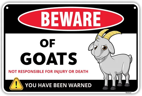 Venicor Letrero decorativo con texto en inglés "Beware of Goat Goat", 8 x 12 pulgadas, aluminio, regalo de cabra para amantes de las cabras,