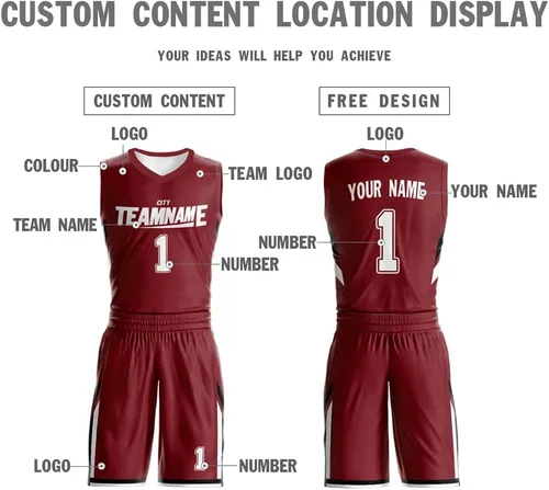 Miniatura 2 de Custom Reversible Basketball Jersey Uniform for Men Youth Printed Personalized Name Number Sportswear