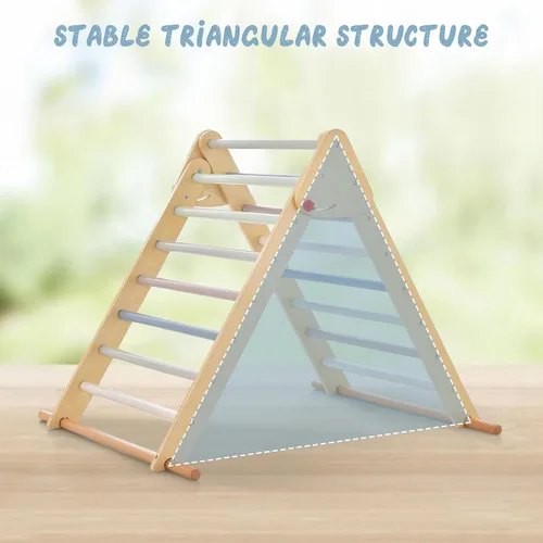 Miniatura 6 de OLAKIDS Pikler - Juego de triángulos 3 en 1, juguetes de escalada para niños pequeños, plegable de madera Montessori Gimnasio Jungle para bebés