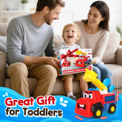 Miniatura 7 de Camión de Bomberos Interactivo y Hablador para Niños Pequeños de 1 a 3 años, Juguete Musical con Sirenas Realistas y Luces y Sonidos, Juguete