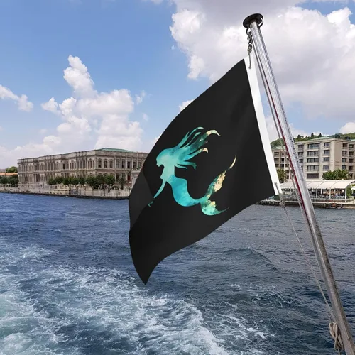 Miniatura 9 de Bandera de jardín con diseño de sirena de animales marinos y océanos de 2 x 3 pies, banderas voladoras de poliéster duradero con ojales
