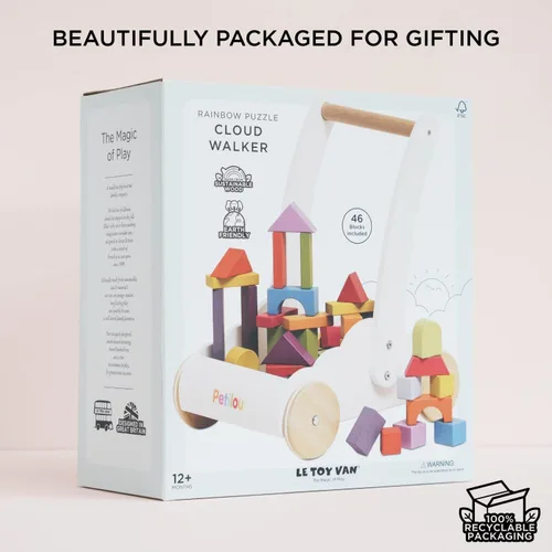 Miniatura 8 de Le Toy Van - Petilou - Caminante de madera para niños pequeños y bebés Andador educativo de nube arcoíris Adecuado para un niño o niña de 1 año