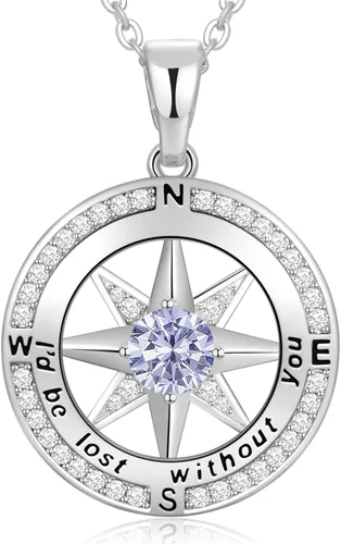 Miniatura 32 de Peeshow Collar para mujer, brújula, piedra natal, joyería de cumpleaños, aniversario, ideas para su novia, regalo romántico de amor en Navidad, día