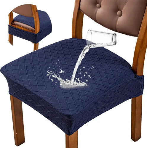 Miniatura 14 de Genina Fundas de asiento impermeables para sillas de comedor, fundas para sillas de comedor, fundas para sillas de cocina (caqui, 6 piezas)