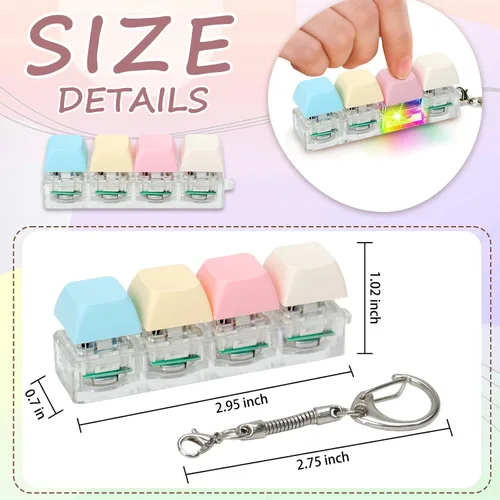 Miniatura 2 de Juguetes de fidget de teclado para adultos, clicker de teclado con luz LED, llavero de juguetes sensoriales divertidos de fidget para ansiedad