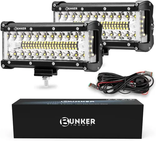 Miniatura 8 de BUNKER INDUST Kit de Arnés de Cableado para Cápsulas de Luz LED Side Shooter, 2 Piezas de Barra de Luz LED de 4" Spot Flood de 60W, Luz de Trabajo