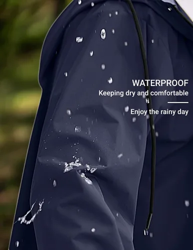 Miniatura 4 de COOFANDY Chaqueta impermeable para hombre con capucha, impermeable, ligera, activa, larga