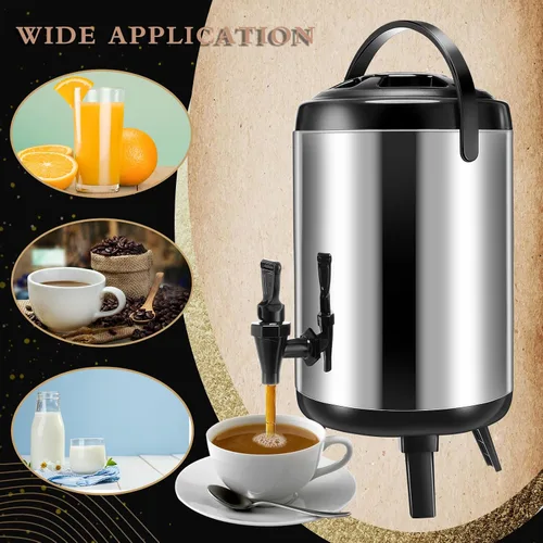 Miniatura 4 de Mifoci Dispensador de bebidas aislado de acero inoxidable, dispensador de bebidas de agua caliente, urnas de café, soporte para bebidas frías