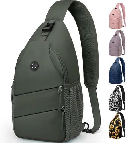 Miniatura 25 de Pritent Bolsos cruzados para mujeres y hombres, mochila de moda, bolsa casual para el pecho con correa de hombro convertible Negro