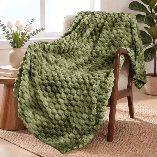 Miniatura 63 de Exclusivo Mezcla - Manta de vellón extragrande, 50 x 70 pulgadas, elegante, tela jacquard suave, mullida, acogedora y ligera, para invierno