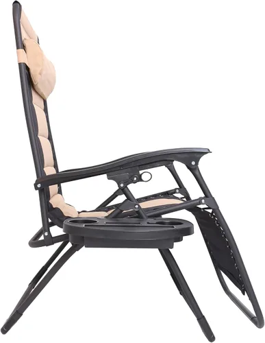 Miniatura 9 de BTEXPERT Juego de 2, sillas reclinables acolchadas de gran tamaño con gravedad cero, tumbona reclinable plegable, para jardín al aire libre, tumbona