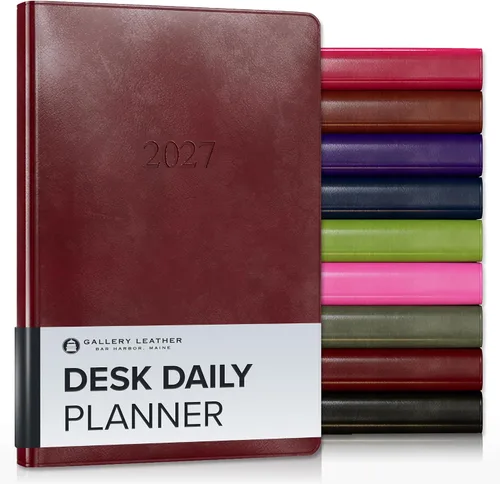Miniatura 17 de Gallery Leather Daily Planner 2027, Elegantly Bound Daily Calendar Planner and Notebook with Stylish Gold-Gilded Page Edges, 12 Months - 2027