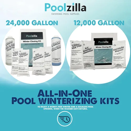 Miniatura 6 de Poolzilla Kit de preparación para el invierno de 12,000 galones, kit de cierre para piscinas sobre y en el suelo, incluye 1 libra de acondicionador