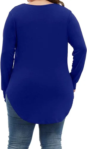 Miniatura 2 de ALLEGRACE Camisas de talla grande para mujer, camisetas básicas de manga larga para otoño, cuello en V, blusas casuales elegantes