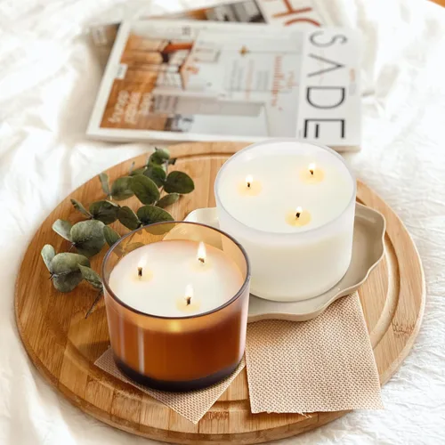 Miniatura 7 de SHOWIN Tarros de vela gruesos de 18 onzas para hacer velas, 6 unidades, frascos vacíos con tapas de madera para hacer velas, recipiente de muestra