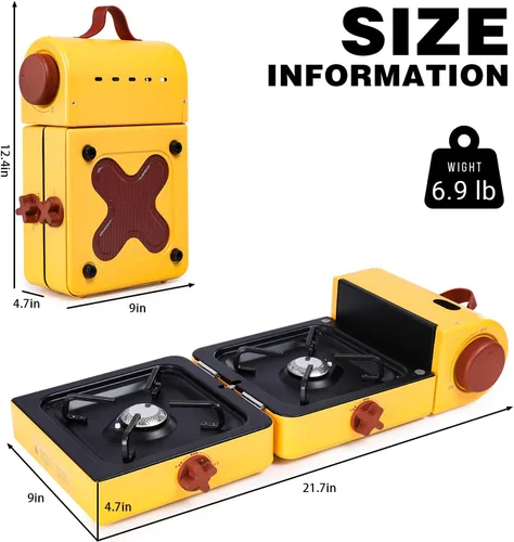 Miniatura 3 de Aircity Estufa de camping de 2 quemadores – Estufa de propano portátil de 16,000 BTU con quemadores ajustables, estufa de viaje de gas plegable