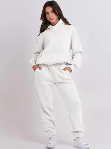 Miniatura 7 de Prinbara Conjunto de 2 piezas para mujer, conjunto de pantalones deportivos de gran tamaño, sudadera con capucha a juego, conjunto de descanso