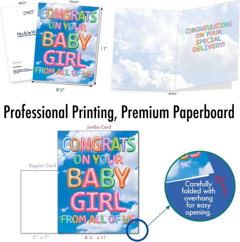 Miniatura 4 de The Best Card Company, Tarjeta de bebé jumbo para niños (8.5 x 11 pulgadas), saludo para nuevos padres (no 3D o elevados), mensajes inflados - Para