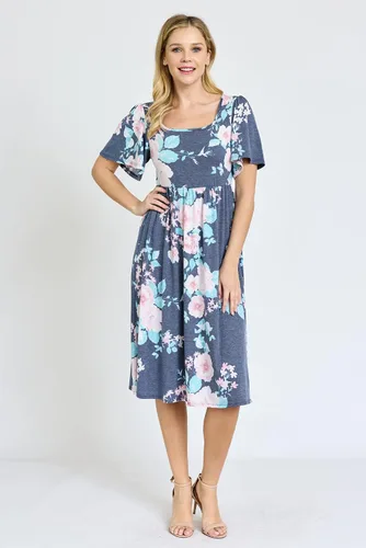 Miniatura 3 de Eloges - Vestido midi floral con manga mariposa para mujer, S-3X